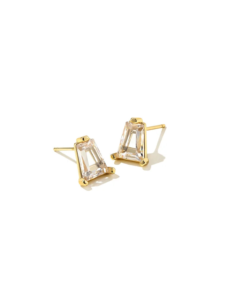 Kendra Scott Blair Stud Earrings Gold White Crystal-Earrings-Kendra Scott-E1981GLD-The Twisted Chandelier