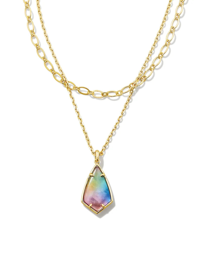 Kendra Scott Camry Multi Strand Necklace Gold Yellow Watercolor Illusion-Necklaces-Kendra Scott-N1849GLD-The Twisted Chandelier