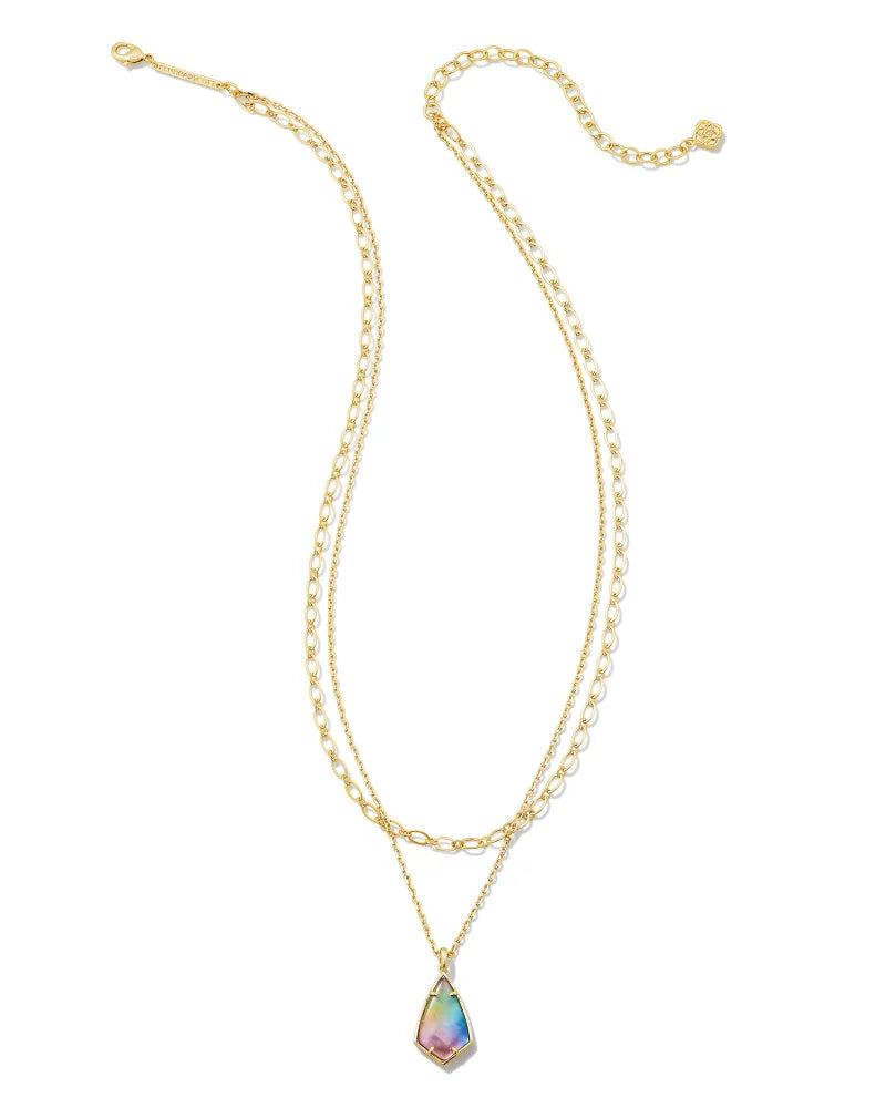 Kendra Scott Camry Multi Strand Necklace Gold Yellow Watercolor Illusion-Necklaces-Kendra Scott-N1849GLD-The Twisted Chandelier