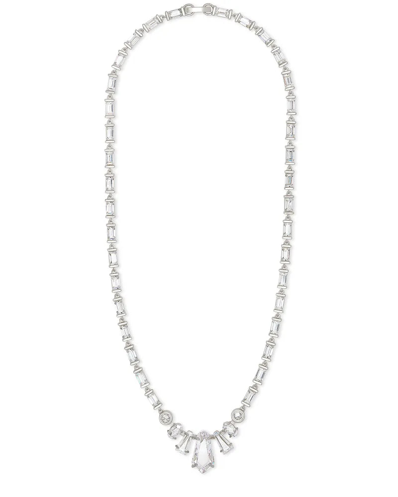 Kendra Scott Christianne Rhodium Collar Necklace Lustre Glass-Necklaces-Kendra Scott-N1291RHD-The Twisted Chandelier