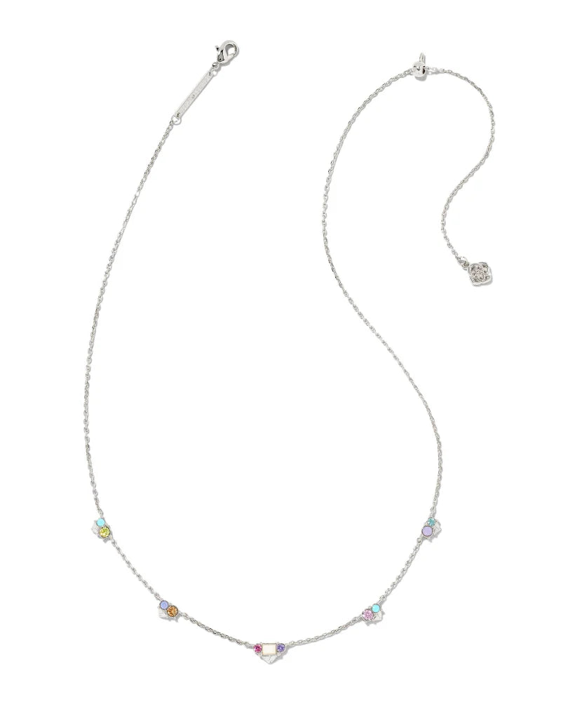 Kendra Scott Devin Crystal Strand Necklace Rhodium Pastel Mix Crystals-Necklaces-Kendra Scott-N1928RHD-The Twisted Chandelier