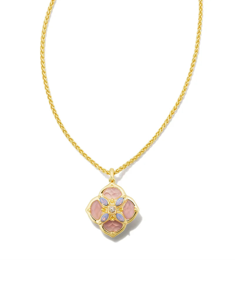 Kendra Scott Dira Stone Short Pendant Necklace Gold Pink Mix-Necklaces-Kendra Scott-N1945GLD-The Twisted Chandelier