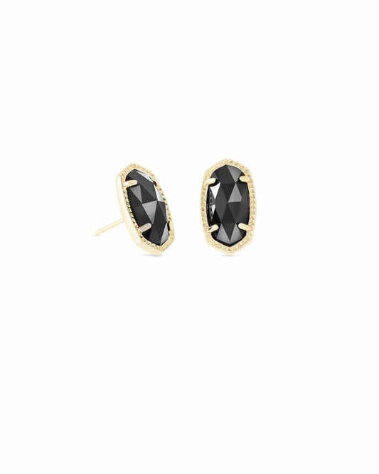 Kendra Scott Ellie Gold Stud Earrings in Black-Earrings-Kendra Scott-APRIL2022, E6031GLD, KS-The Twisted Chandelier