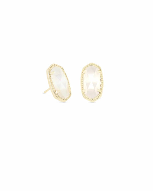 Kendra Scott Ellie Stud Earrings Gold Ivory Mother of Pearl-Earrings-Kendra Scott-APRIL2022, E6031GLD, KS-The Twisted Chandelier