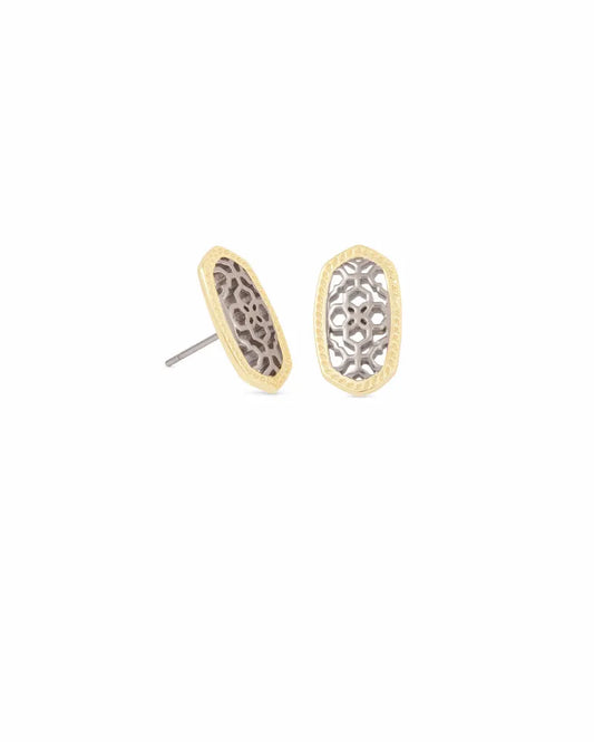 Kendra Scott Ellie Stud Earrings Gold Rhodium Filigree Mix-Earrings-Kendra Scott-APRIL2022, E1251GLD, KS-The Twisted Chandelier