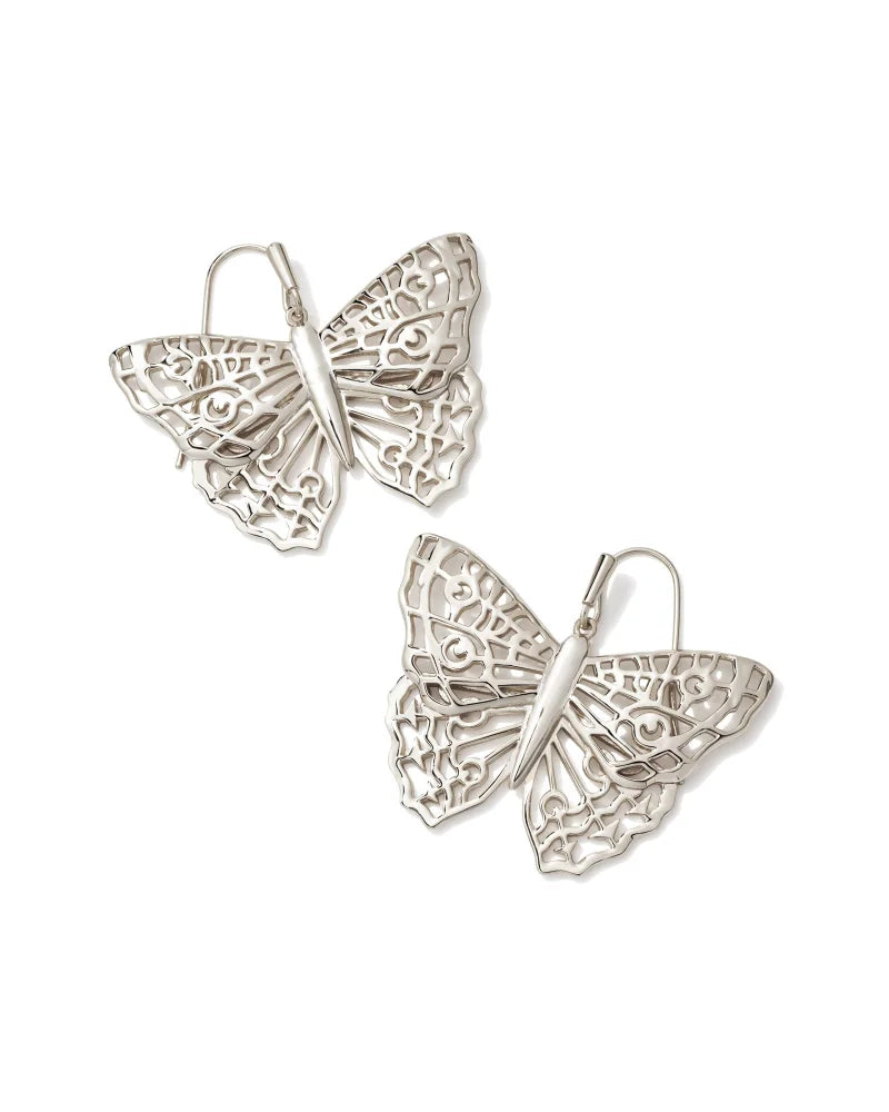 Kendra Scott Hadley Butterfly Drop Earrings Silver-Earrings-Kendra Scott-E1857RHD-The Twisted Chandelier