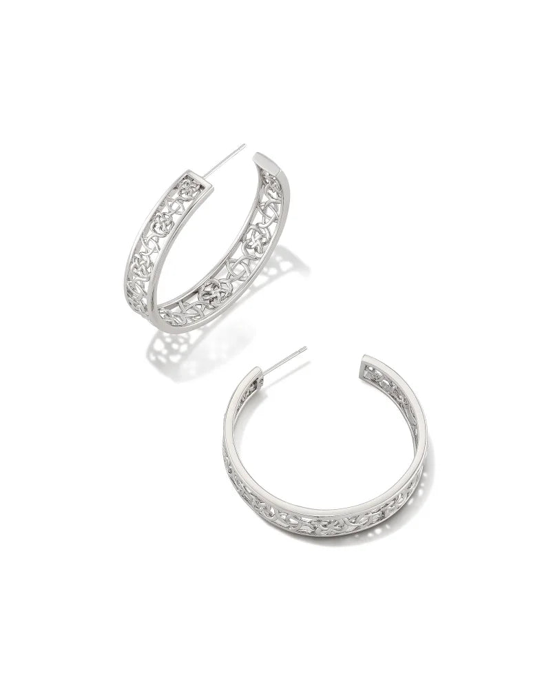 Kendra Scott Kelly Hoop Earrings Rhodium Metal-Earrings-Kendra Scott-E2051RHD-The Twisted Chandelier
