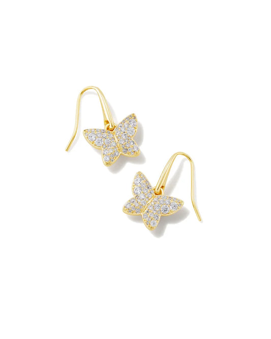 Kendra Scott Lillia Crystal Drop Earrings Gold White Crystal-Earrings-Kendra Scott-E2063GLD-The Twisted Chandelier