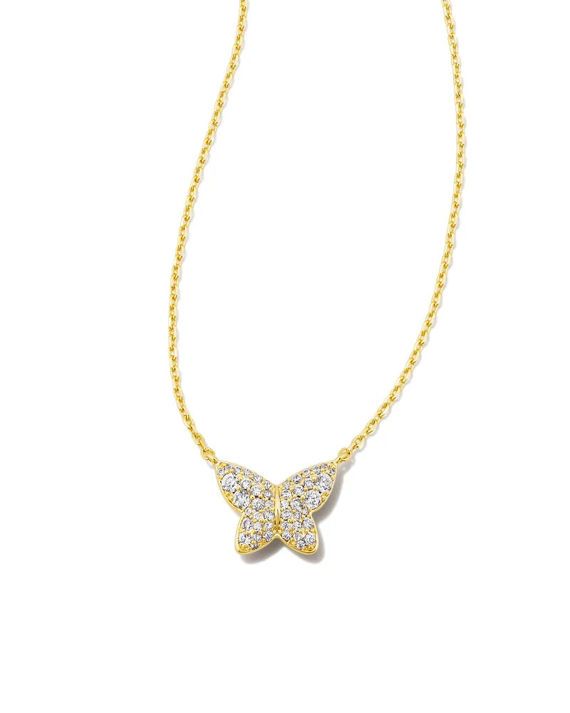 Kendra Scott Lillia Crystal Pendant Necklace Gold White Crystal-Necklaces-Kendra Scott-N1868GLD-The Twisted Chandelier