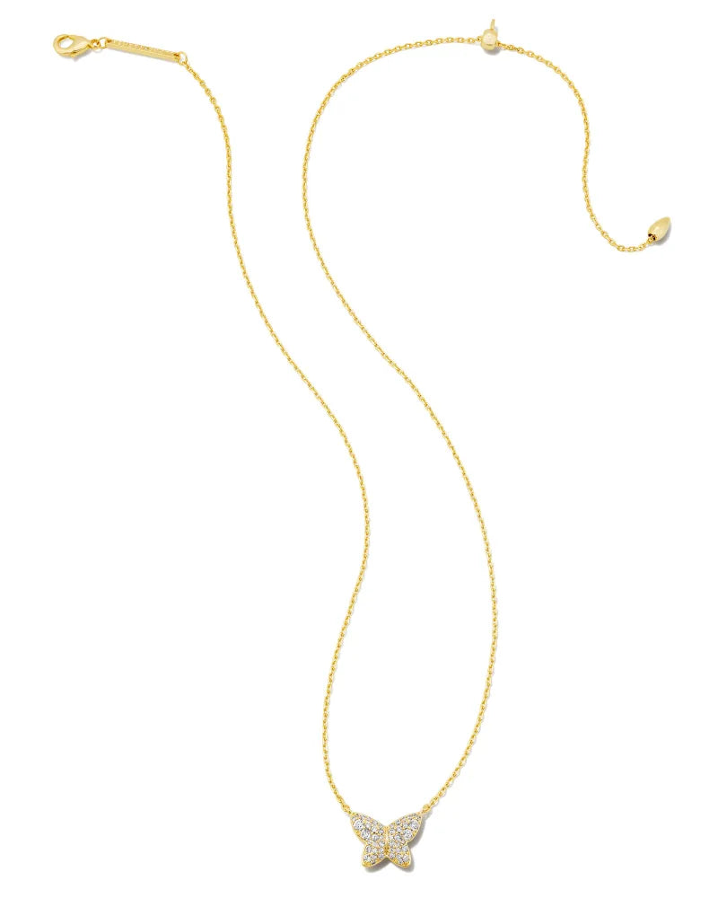 Kendra Scott Lillia Crystal Pendant Necklace Gold White Crystal-Necklaces-Kendra Scott-N1868GLD-The Twisted Chandelier