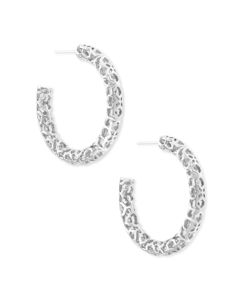 Kendra Scott Maggie 1.5" Hoop Earrings in Silver-Earrings-Kendra Scott-APRIL2022, E1414RHD, KS-The Twisted Chandelier